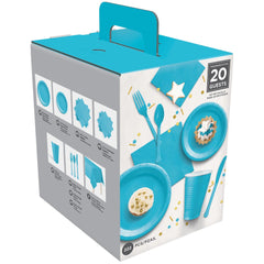 Caribbean Blue Tableware Kit - 20 Count