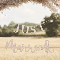 Just Married Wooden Banner, White, 8.5-inch