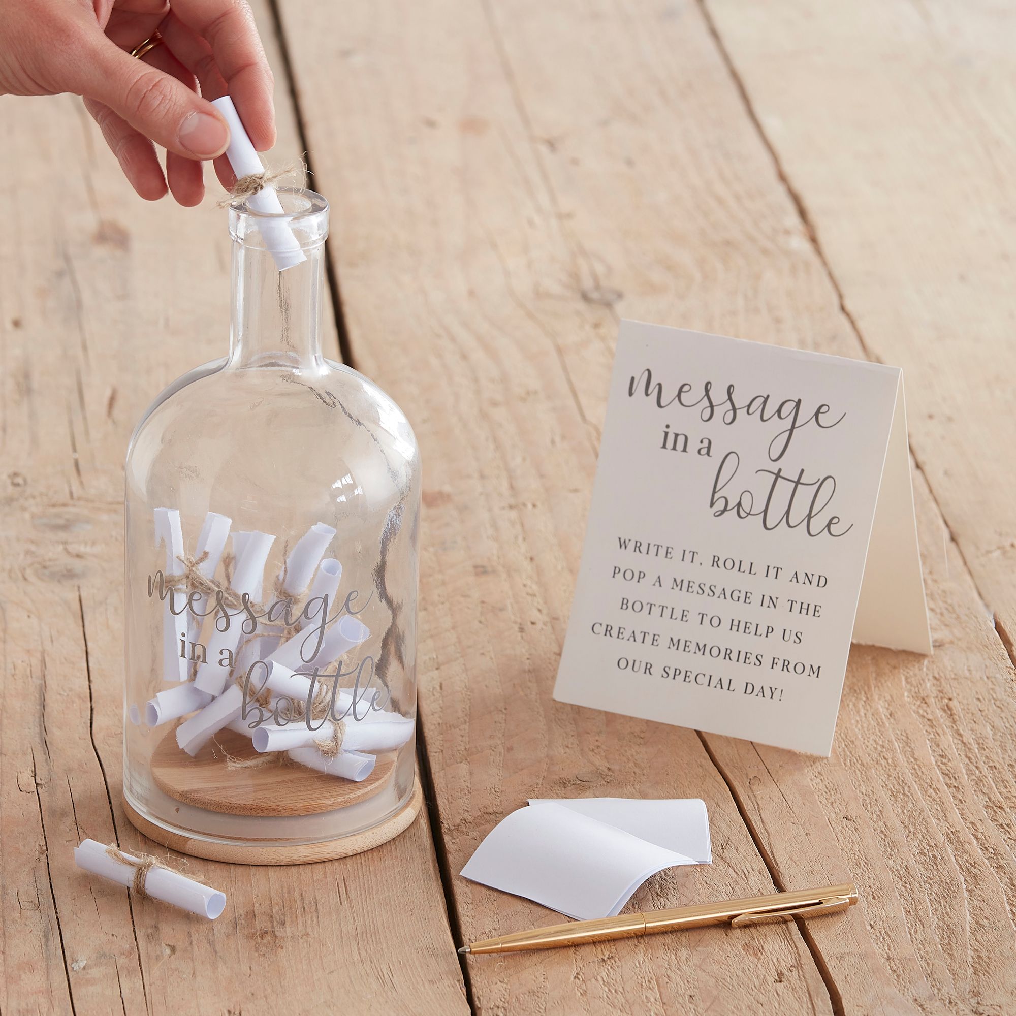 Message in a Bottle Glass Bottle, Clear/Brown, 10-inch