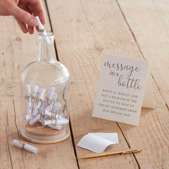 Message in a Bottle Glass Bottle, Clear/Brown, 10-inch