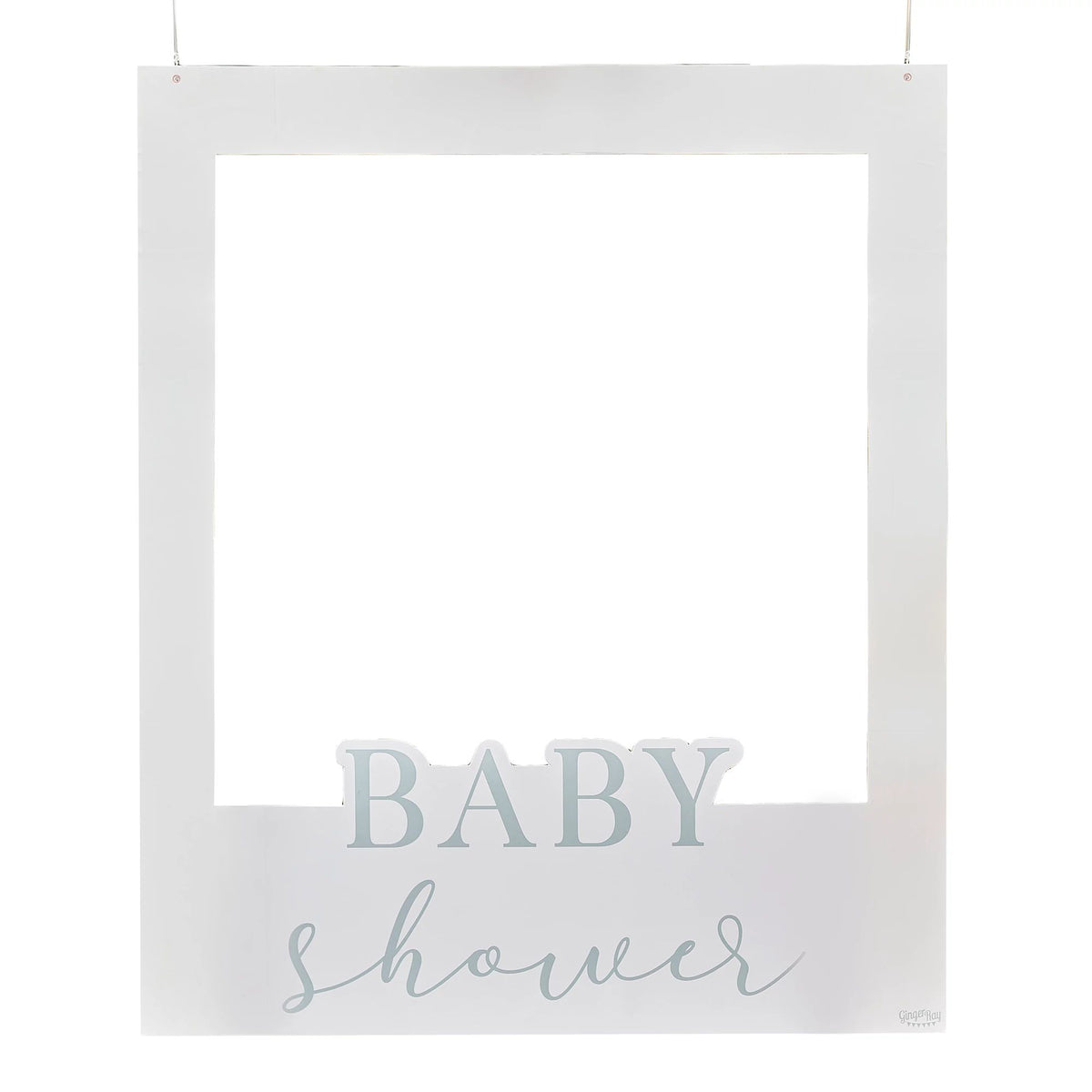 Baby Shower Photo Booth Frame, White/Silver, 22.5-inch