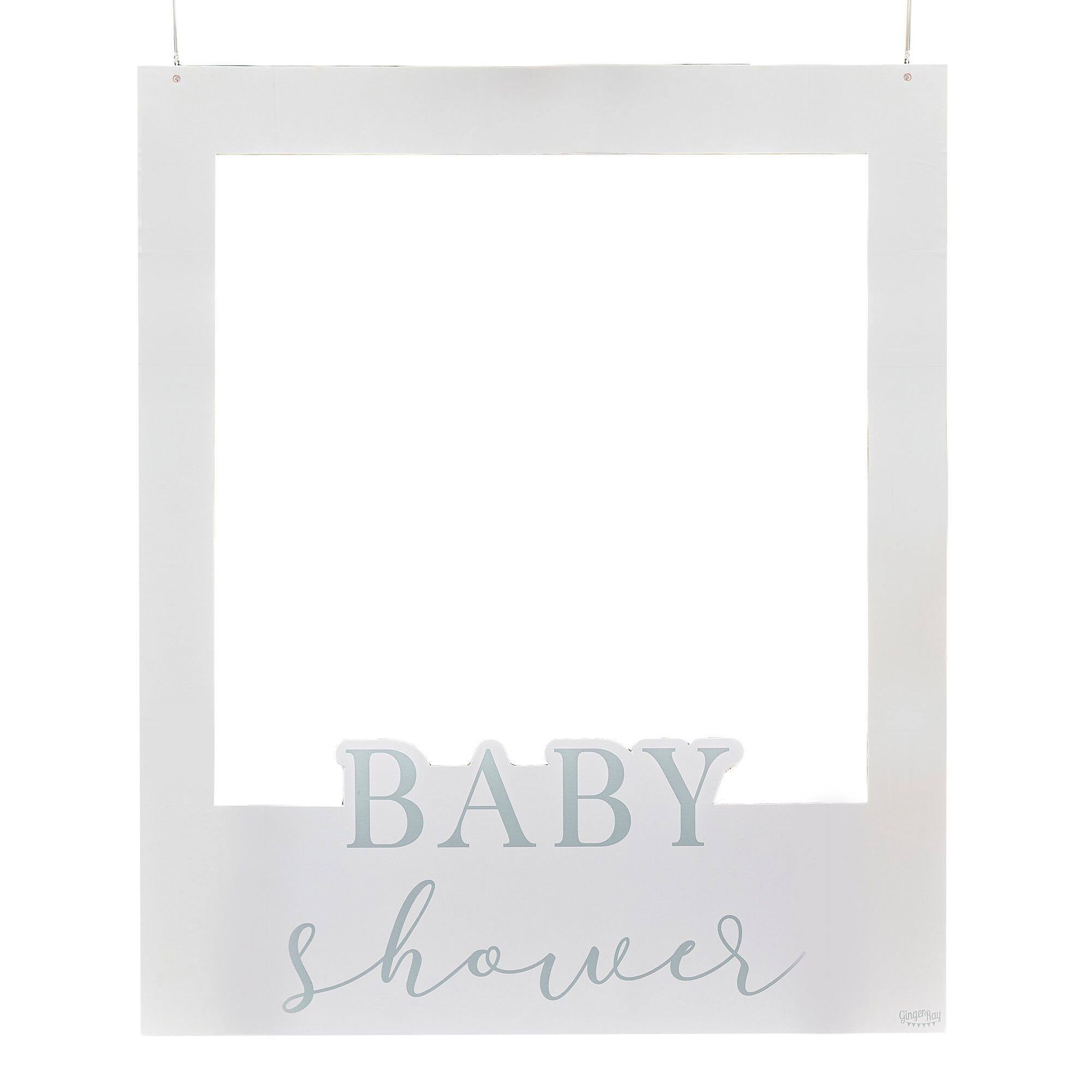 Baby Shower Photo Booth Frame, White/Silver, 22.5-inch
