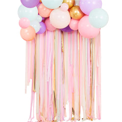 Pastel Balloon Backdrop with Streamers, 90-pcs