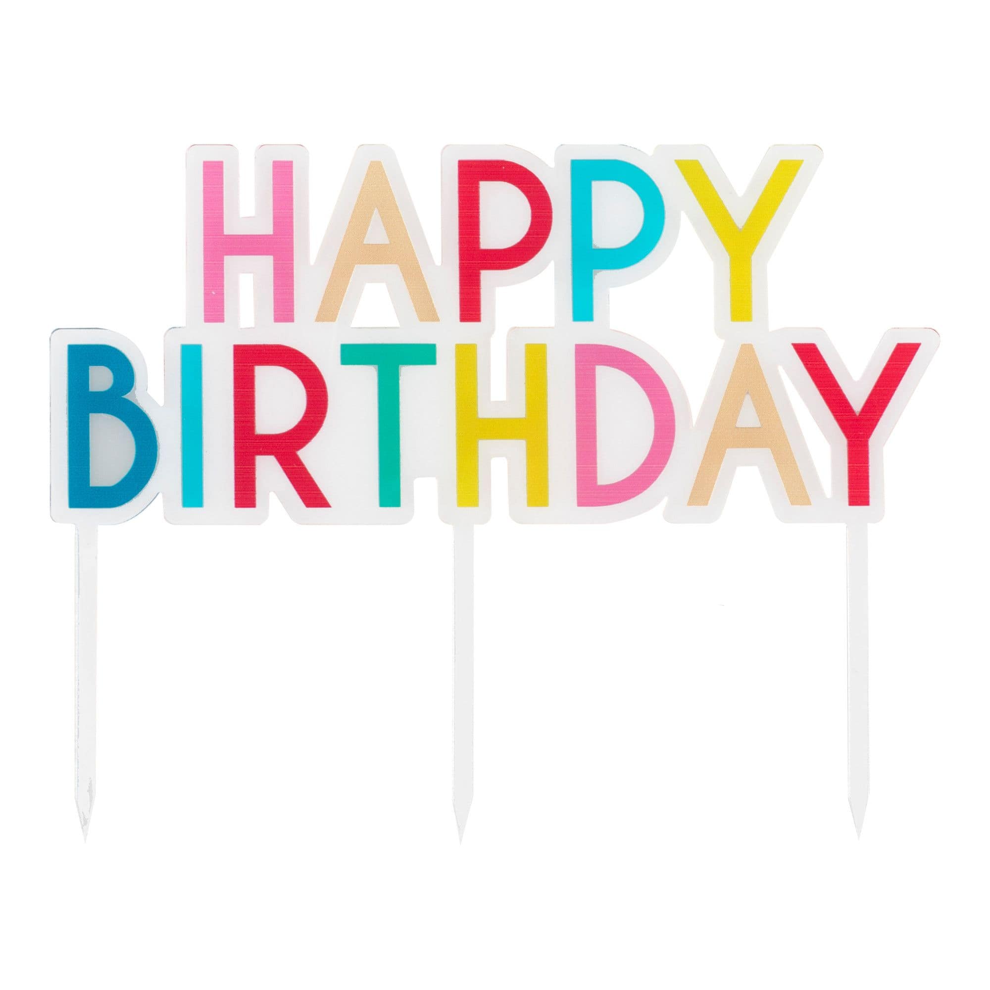 Bright Pastel Bright Happy Birthday Cake Topper, Multi-Color