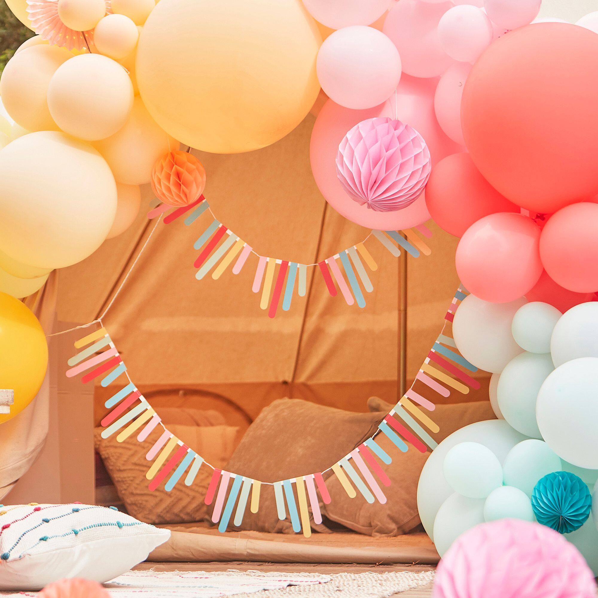 Bright Pastel Multi-Color Card Sticks Banner for Birthday/Party