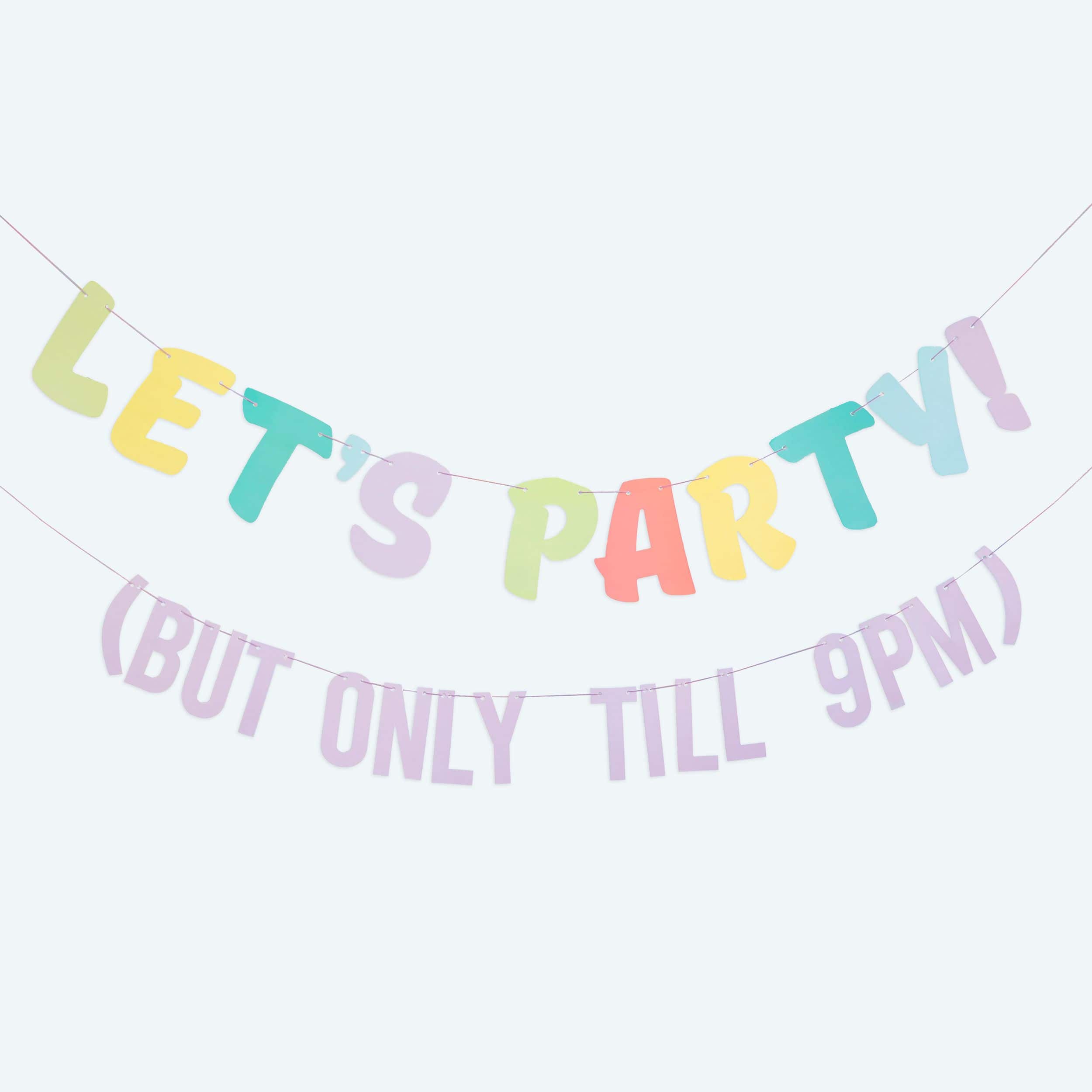 Bright Pastel Multi-Color "Let's Party" Letter Banner