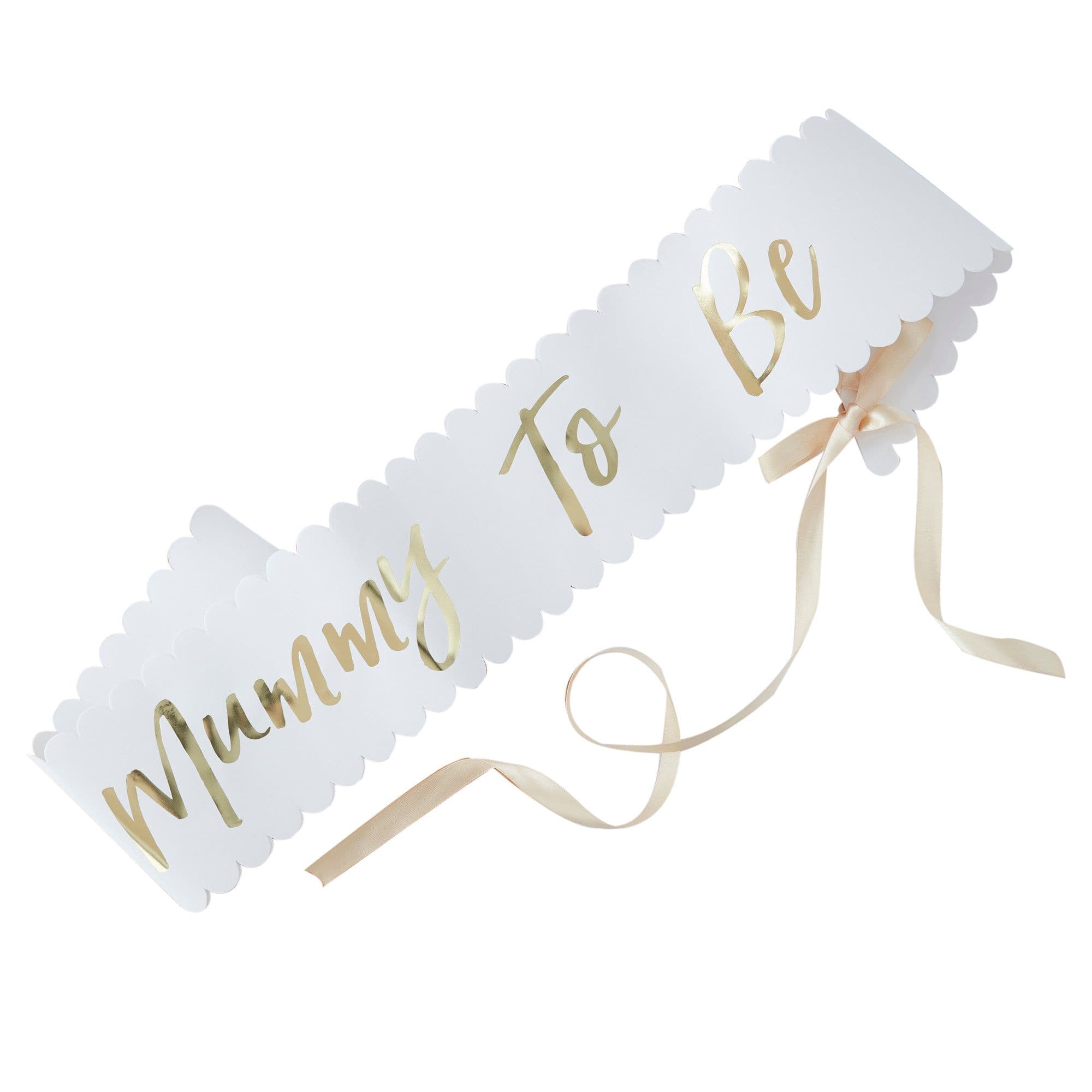 Mummy To Be Sash, White/Gold, One Size