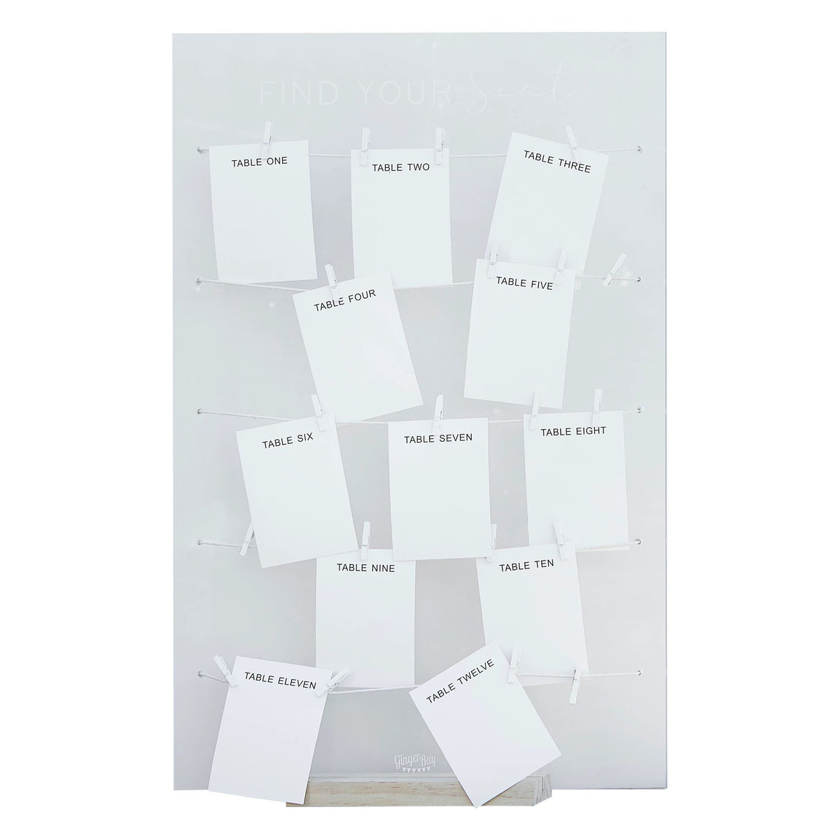 Acrylic Table Seating Board, White, 18.5-inch, Wedding