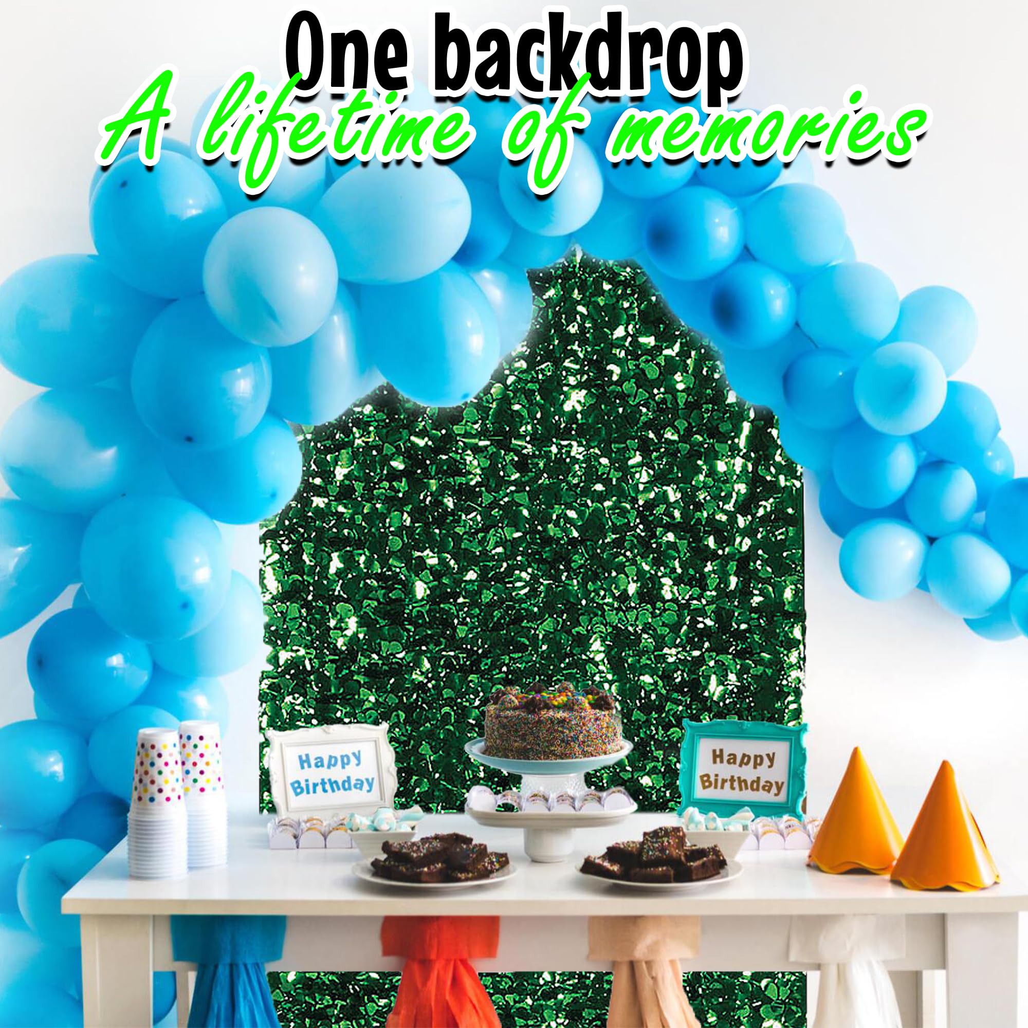 15ft Green Metallic Floral Vinyl Party Curtain