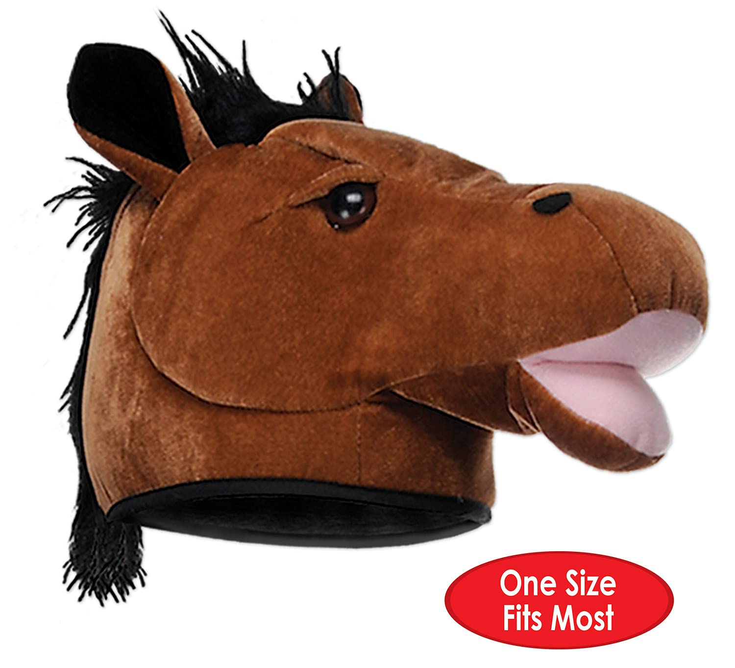 Plush Horse Head Hat - Perfect for Derby Day Festivities