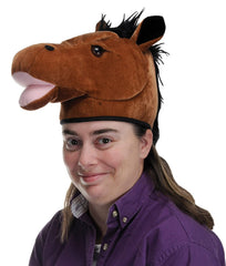 Plush Horse Head Hat - Perfect for Derby Day Festivities