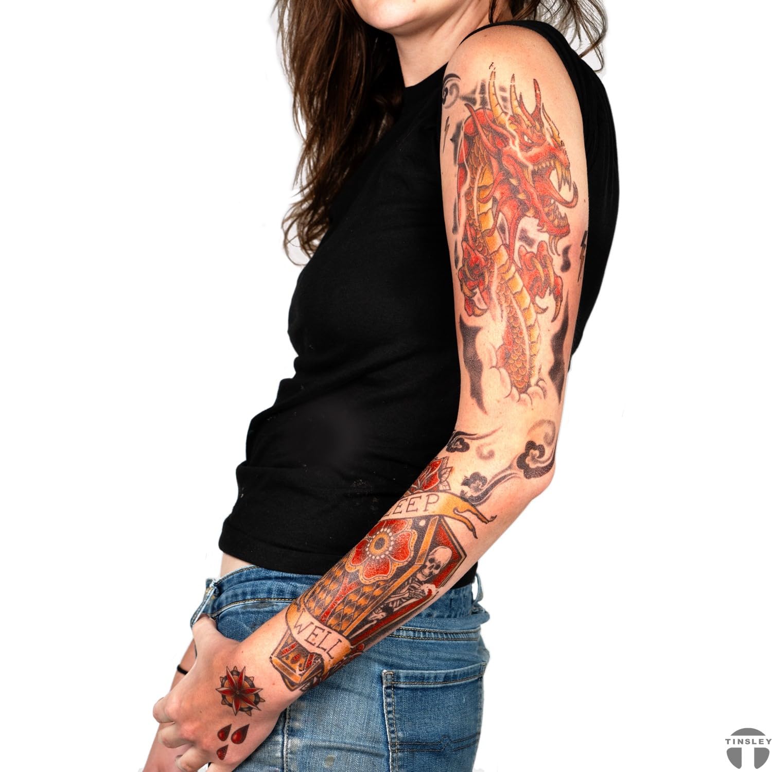 Red Dragon Tattoo Sleeve Set - 2 Pack