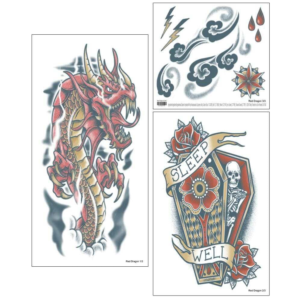 Red Dragon Tattoo Sleeve Set - 2 Pack
