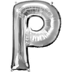 Silver Foil Letter P Balloon - Metallic Party Decor