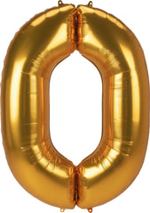 Gold Number 0 Foil Balloon - 50 Inch