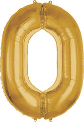 Gold Number 0 Foil Balloon - 50 Inch