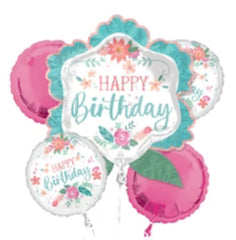 Free Spirit Happy Birthday Foil Balloon Bouquet - 5 Piece Set