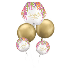 Romantic Floral Congrats Foil Balloon Bouquet, 5-pcs