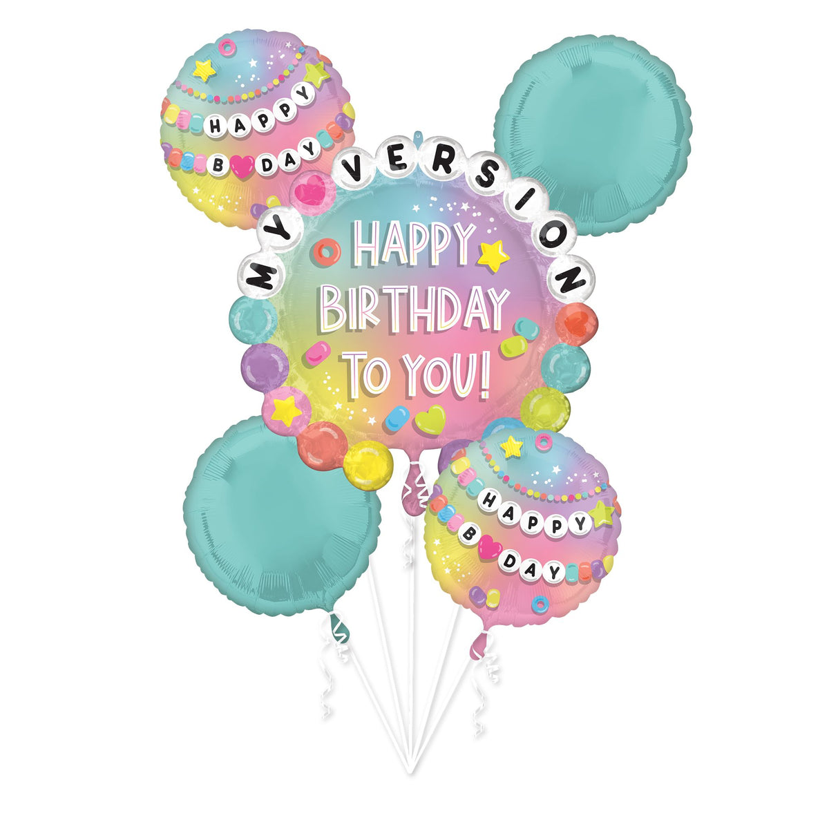 Colorful Friendship Birthday Balloon Bouquet, 5-pcs