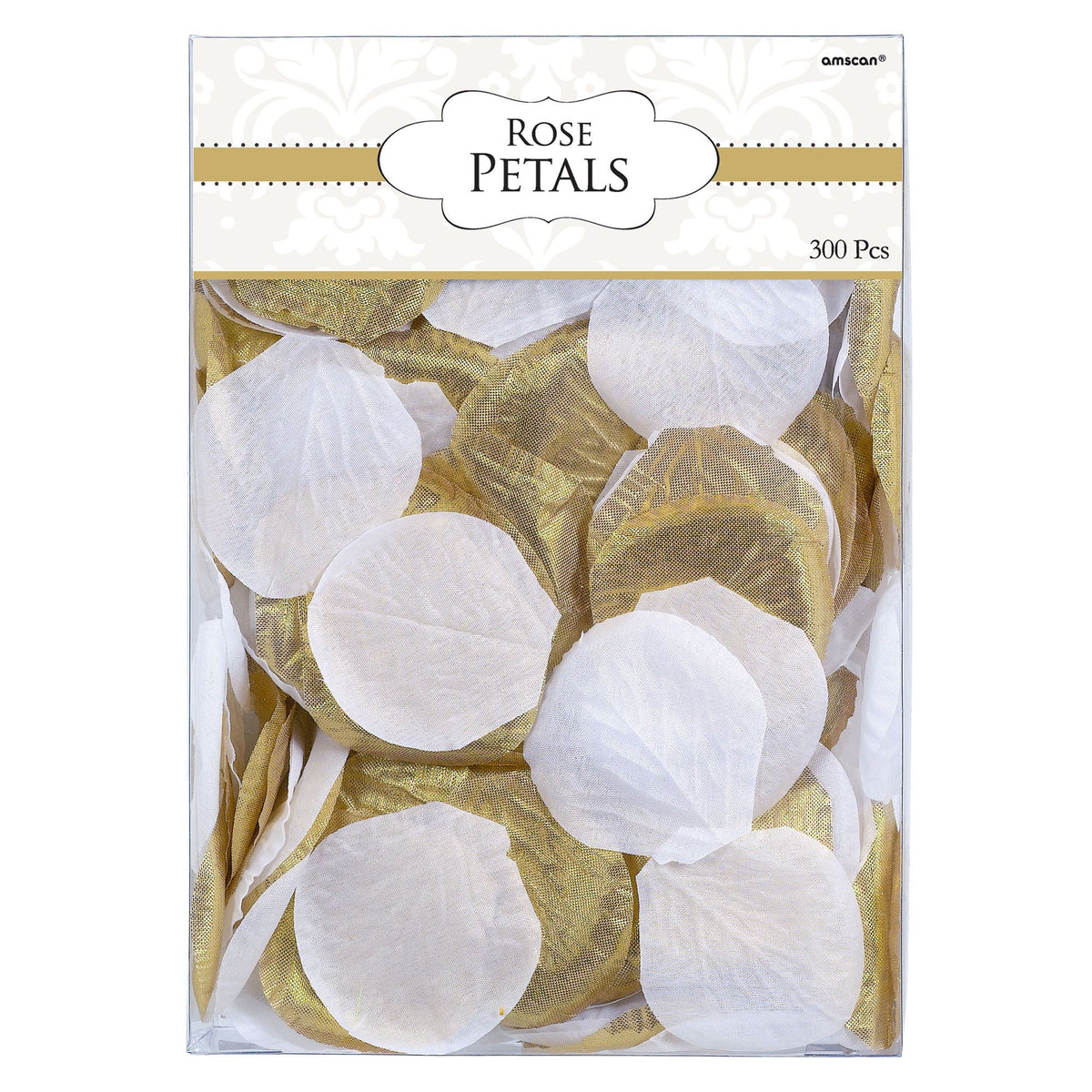 Gold & White Fabric Rose Petal Confetti, 3-inch, 300-ct. - Pack of 6