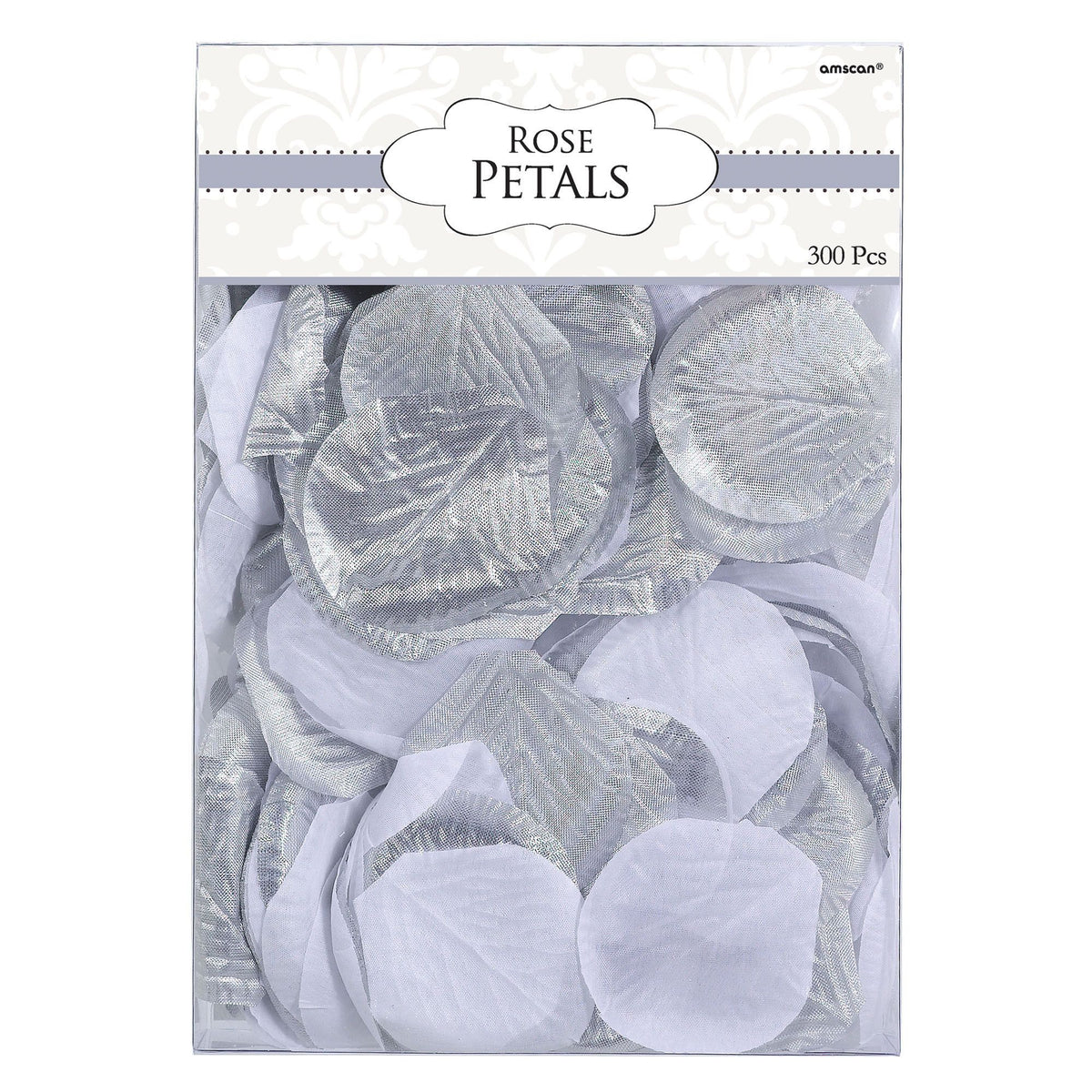 Elegant Fabric Rose Petals, Silver, 3-inch, 300-pack - Pack of 6