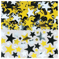 Star Metallic Confetti, Silver/Gold/Black, 2.5-oz - Pack of 12