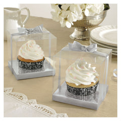 Square Individual Cupcake Boxes, Silver/Clear, 3.5-inch, 20-ct - Pack of 3