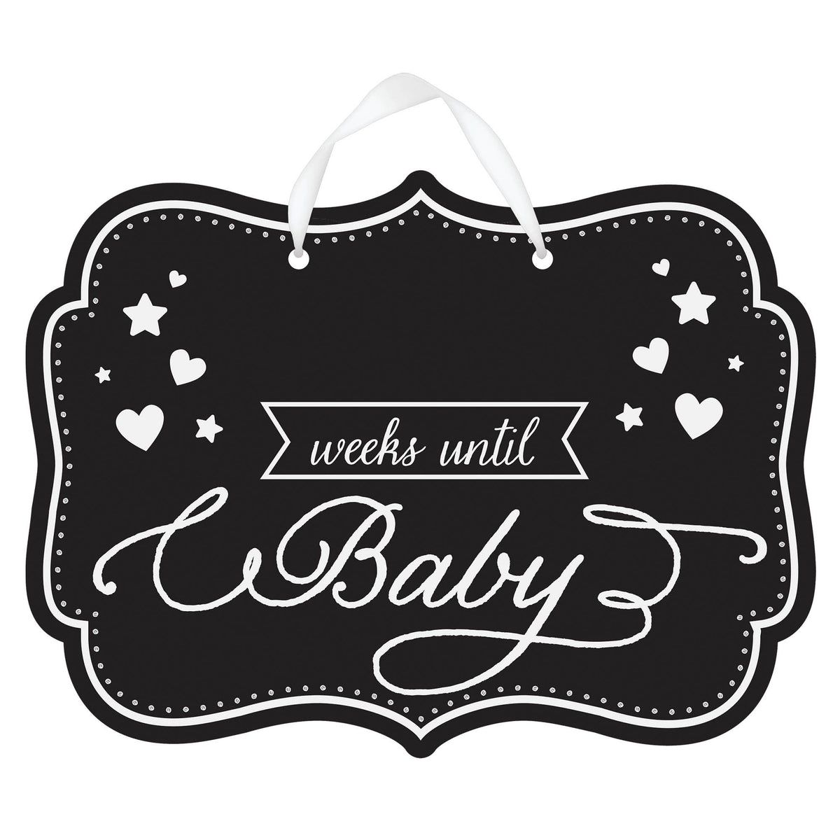 Weeks Until Baby Chalkboard Countdown Sign, Black, 11 inch - Pack of 4