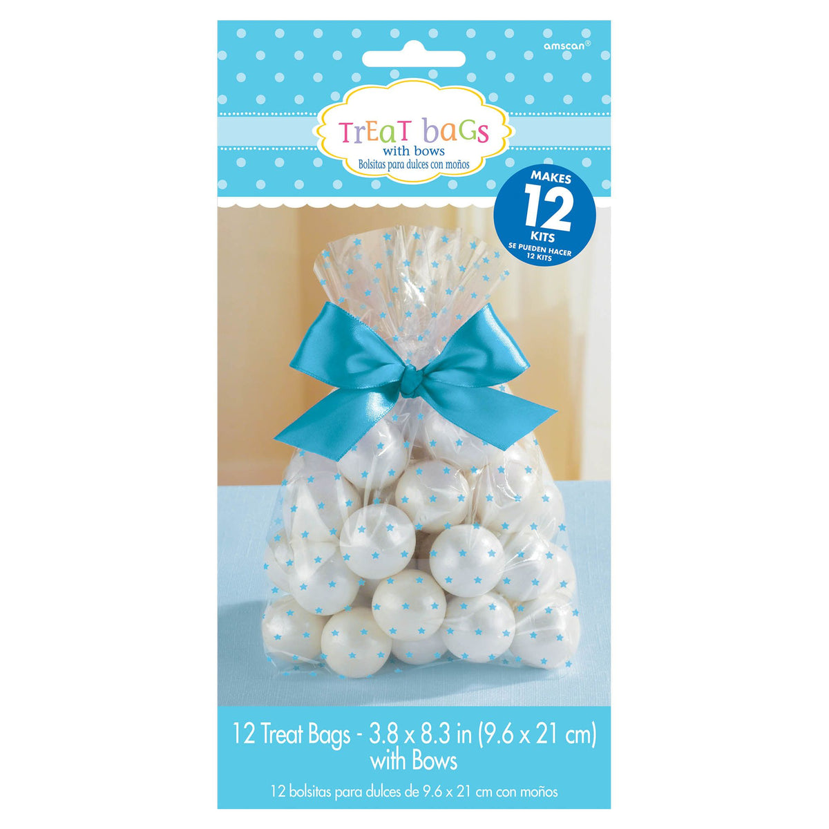 Blue Polka Dot Treat Bags, 10.25-inch, 12-ct - Pack of 6