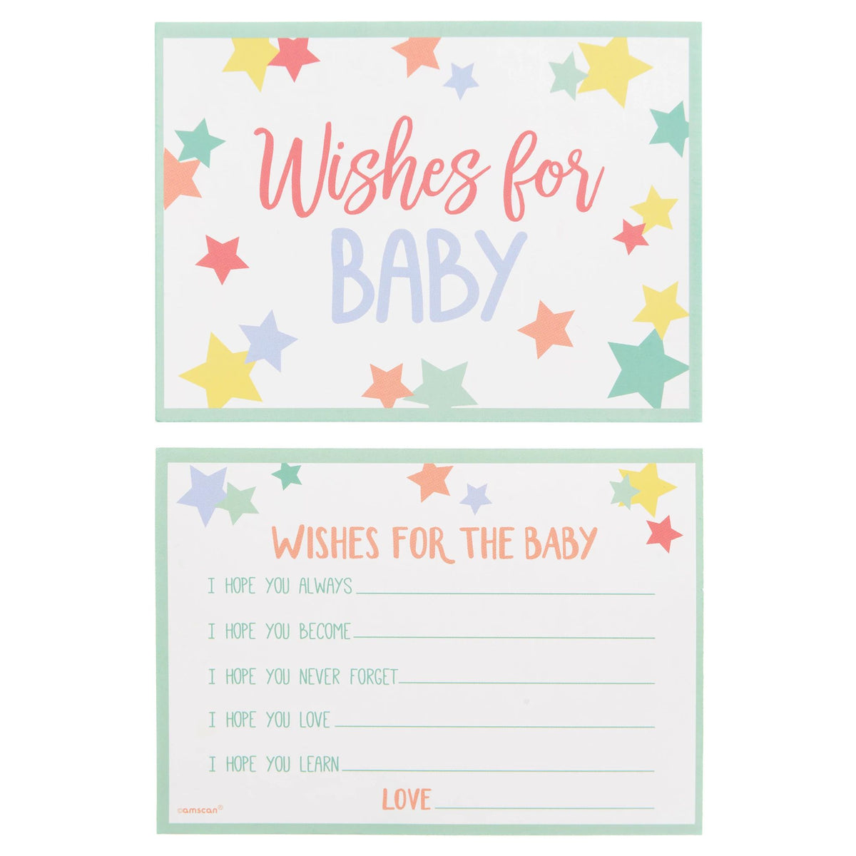 Wishes for Baby Paper Cards, Multi-Colored, Stars, 24-ct - Case of 72