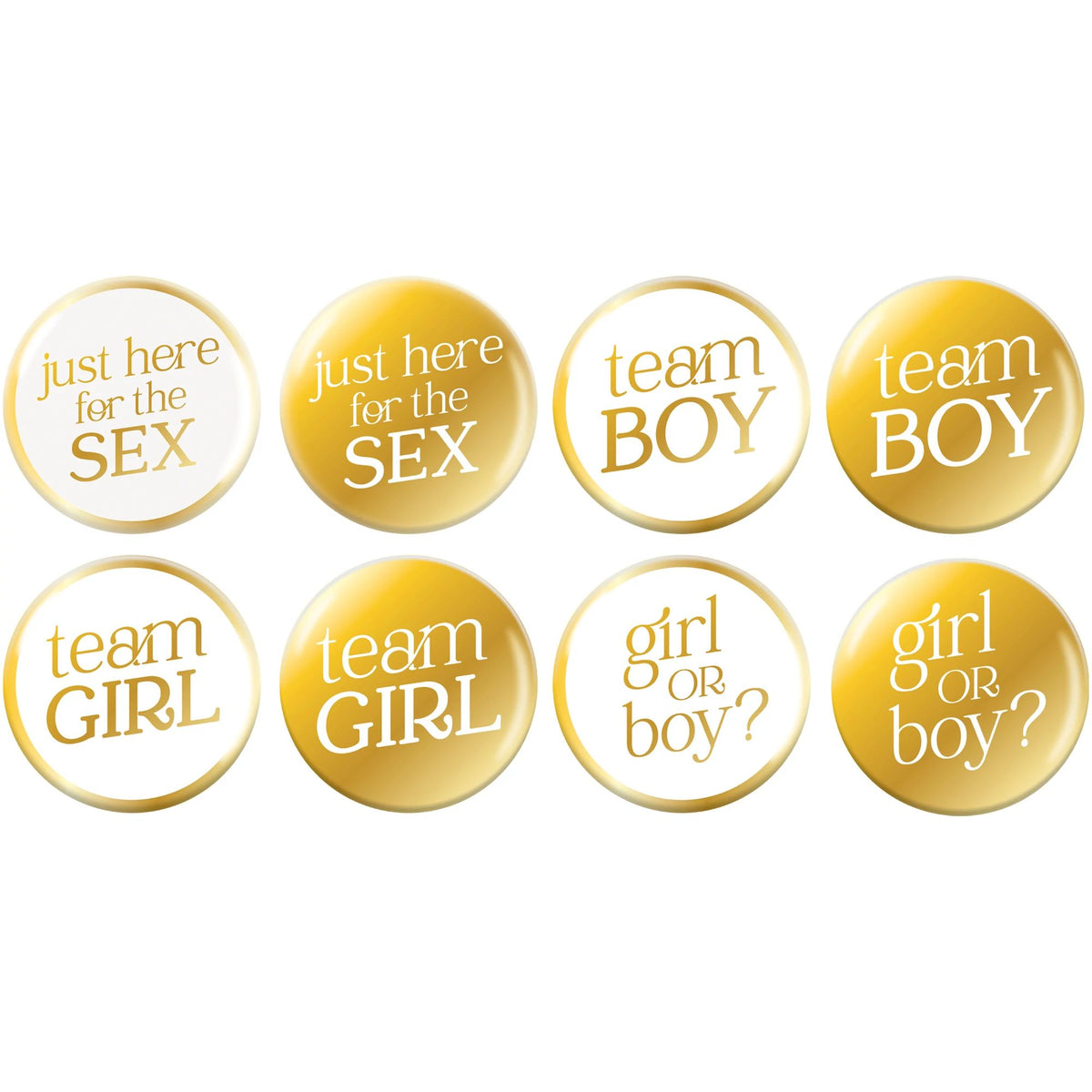 Gender Reveal Party Buttons Set - Pack of 6
