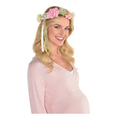 Mom To Be Floral Crown, White/Pink, One Size - Pack of 6