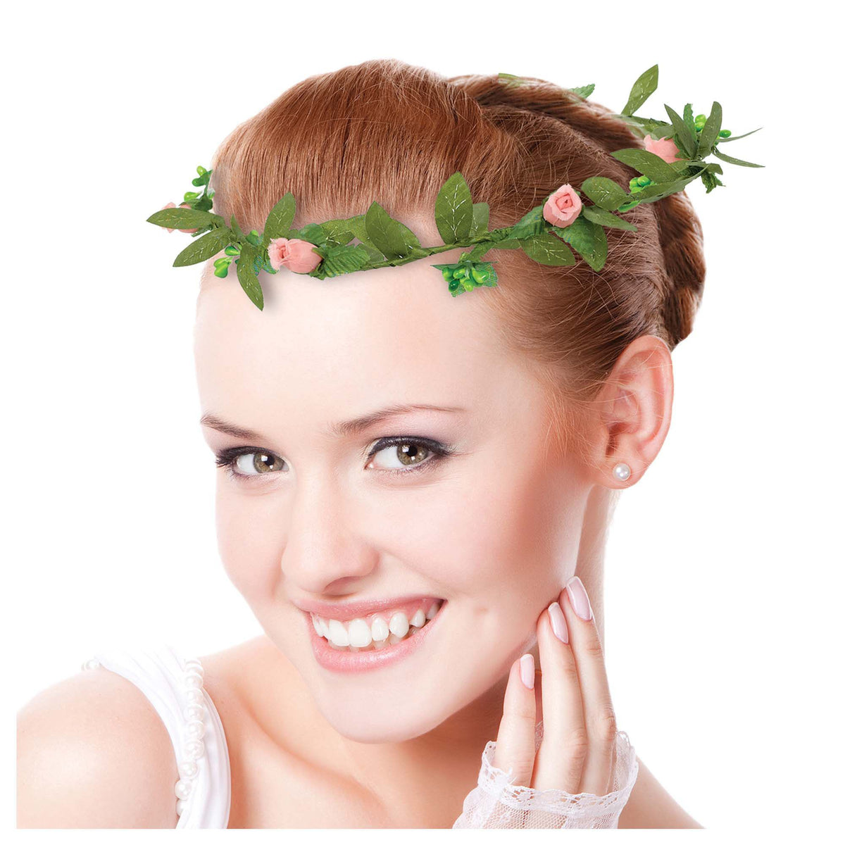 Mint to Be Flower Crown Headband, Green/Pink, One Size - Pack of 8