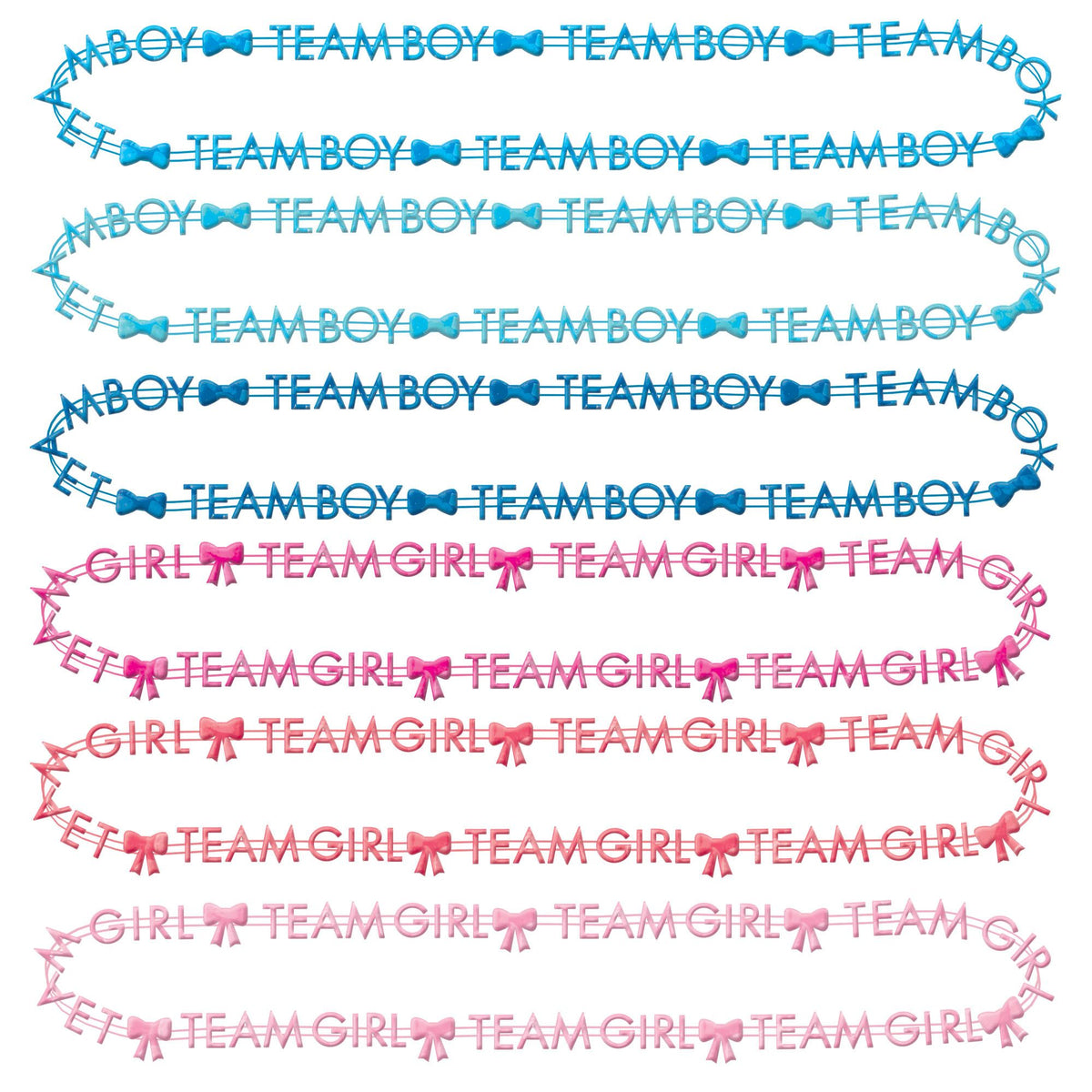 Team Boy or Team Girl Beaded Necklaces, Pink/Blue, 10-pk - Case of 48