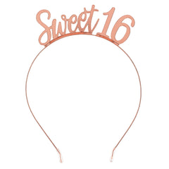 Sweet Sixteen Metal Headband, Rose Gold, One Size - Pack of 2