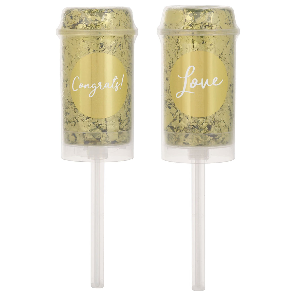 Congrats Love Metallic Confetti Poppers, Gold, 2-ct - Case of 48