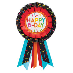 Happy Birthday Award Ribbon, Multi-Colored Sprinkles - Pack of 2