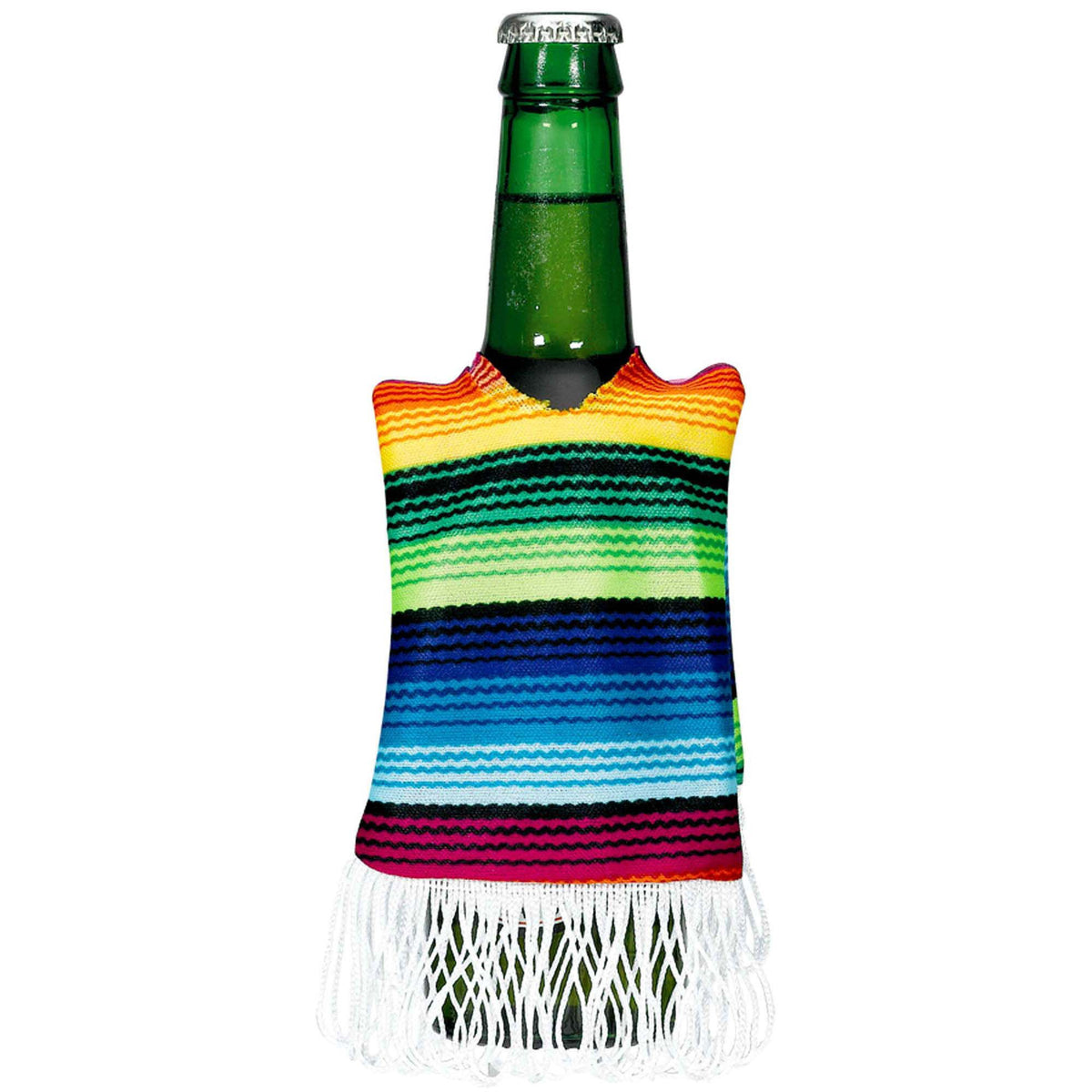Fiesta Serape Bottle Coozie, Multi-Colored, Striped, 8-inch - Pack of 12