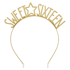 Gold Star Sweet Sixteen Birthday Headband - Pack of 12