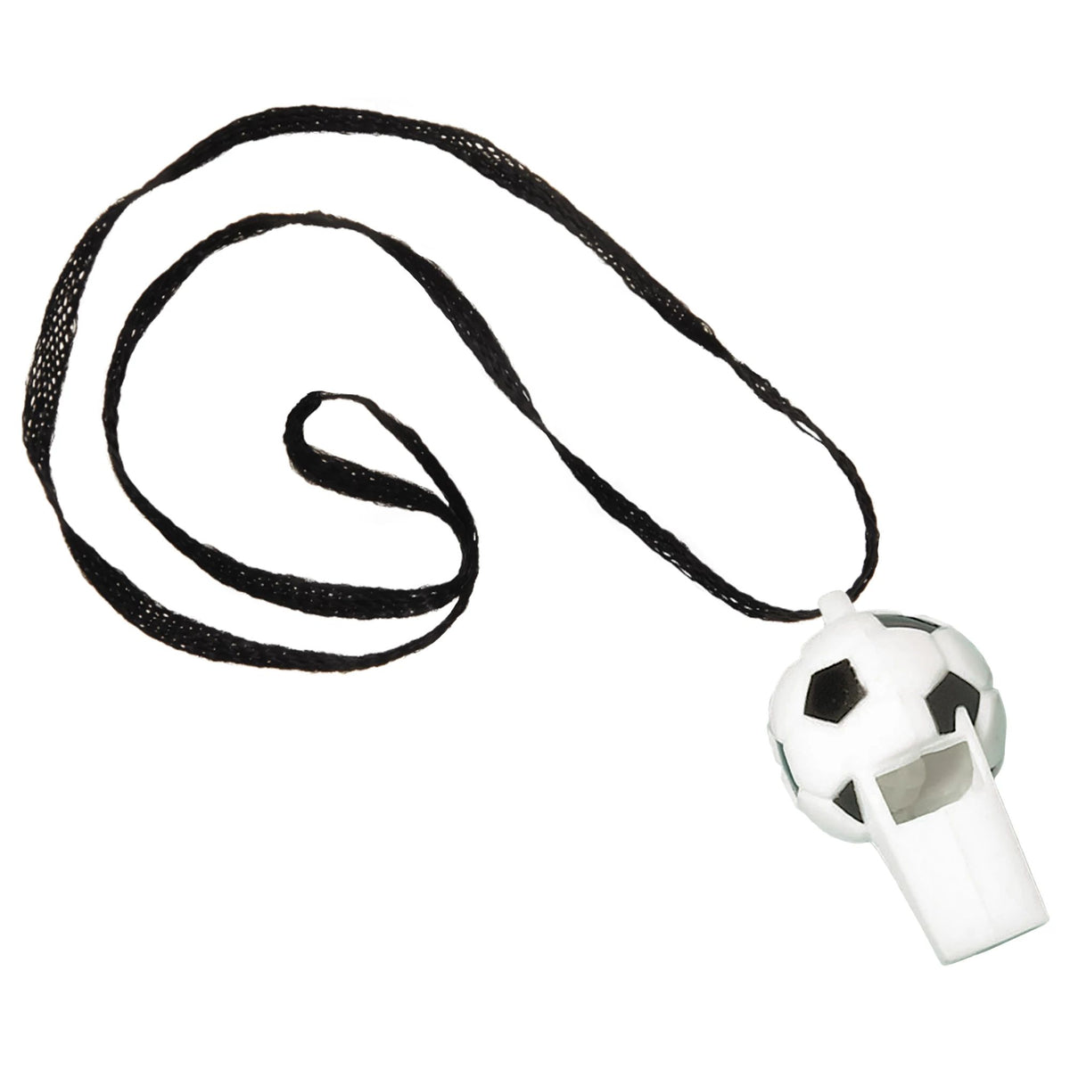 Soccer Blow Whistles with Lanyards, White/Black, One Size, 8-pk - Case of 48