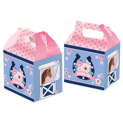 Saddle Up Square Treat Boxes, Pink/Blue, 11-inch, 8-ct - Pack of 6