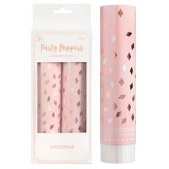 Blush Birthday Confetti Cannon Poppers, Pink/Rose Gold, 2-ct - Case of 48
