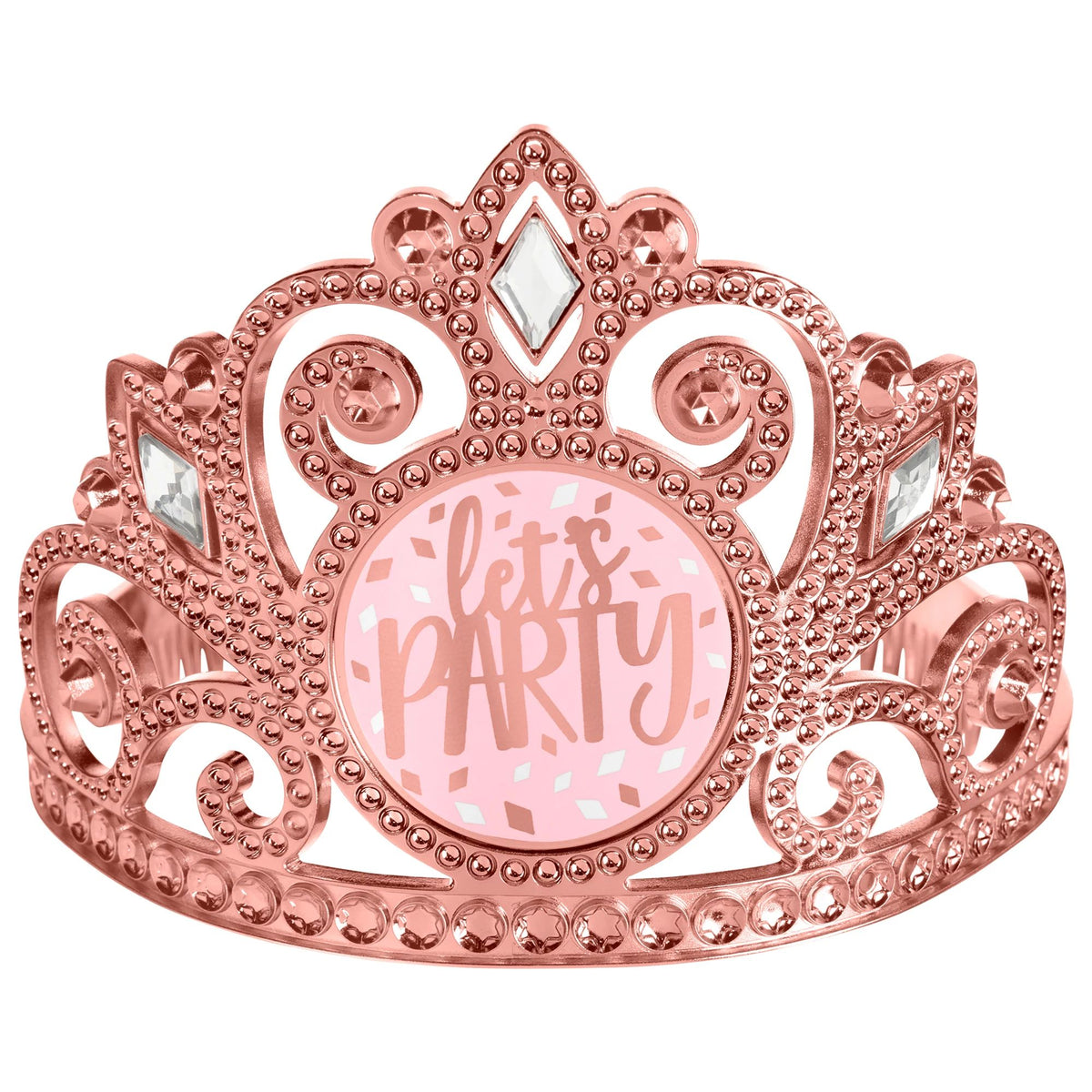 Blush Birthday "Let's Party" Crown Tiara, Pink, One Size - Case of 48