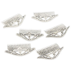 Metallic Silver Tiara Hair Combs - Pack of 6 - Case of 36