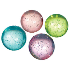 Glitter Rubber Bounce Balls, Blue/Pink/Purple/Green, 8-ct - Case of 24