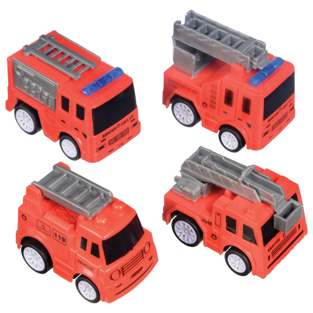 First Responders Fire Truck Toy Favors, Red/Grey/Blue, 4-ct - Case of 72