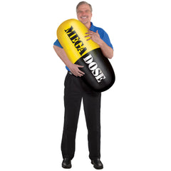 Over the Hill Mega Dose Pill Inflatable, Black/Yellow, 3-foot - Case of 48