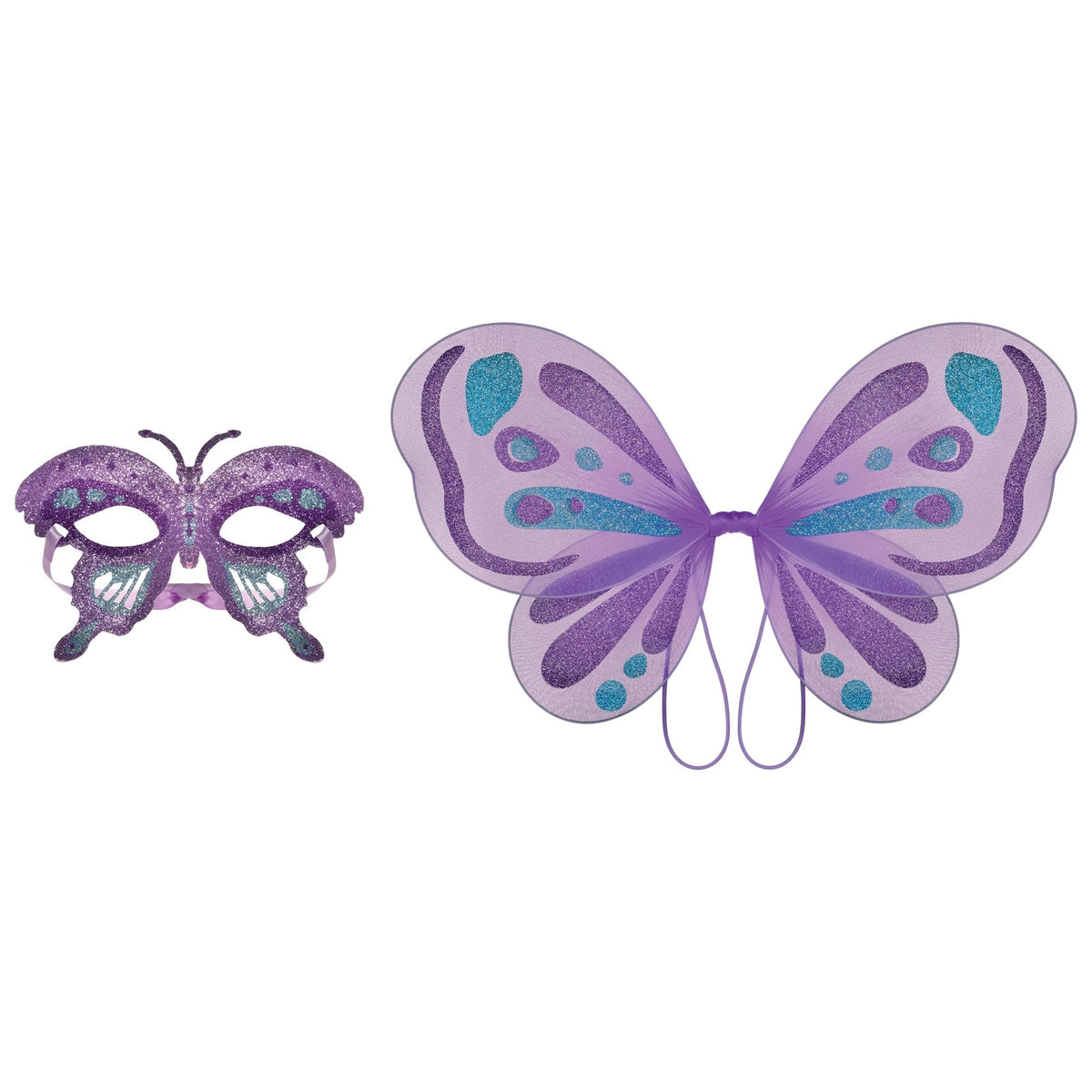 Flutter Butterfly Eye Mask and Wings, Purple, One Size, 2-pk - Case of 48