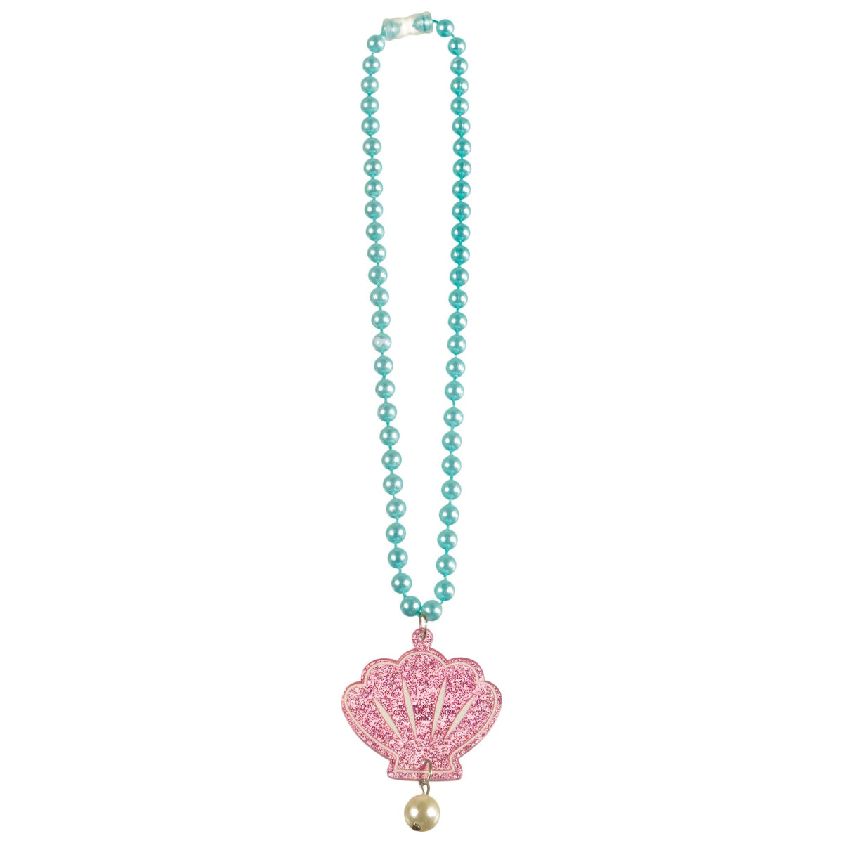 Shimmering Mermaid Seashell Pendant, Pearl Beaded Necklace, Pink/Blue, 17-inch - Pack of 6