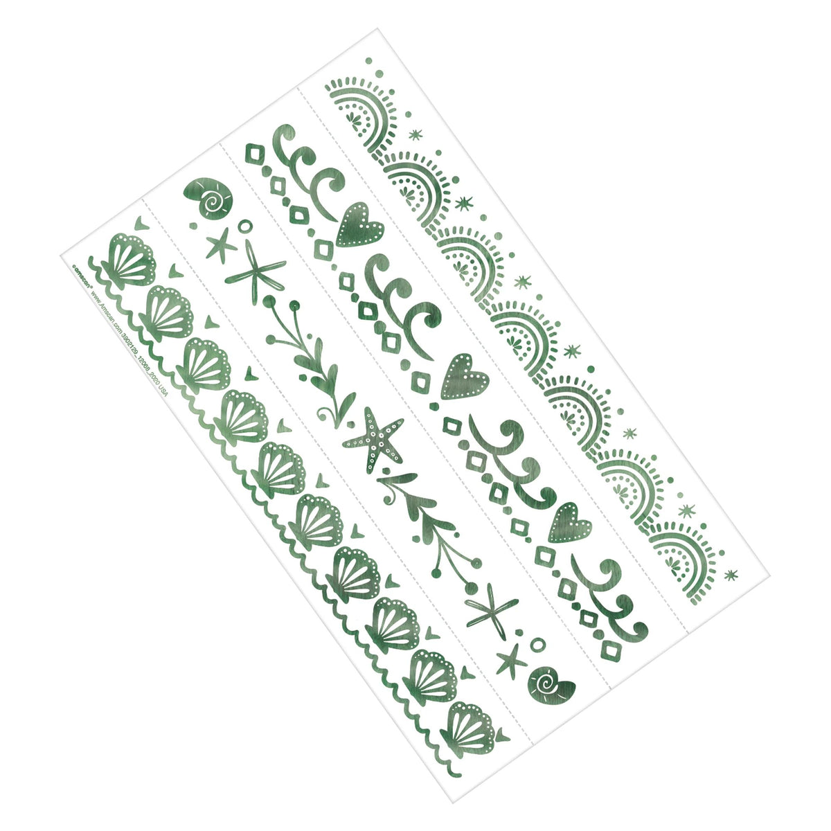Shimmering Mermaid Bracelet Temporary Tattoos, Green, 8-pk - Pack of 3